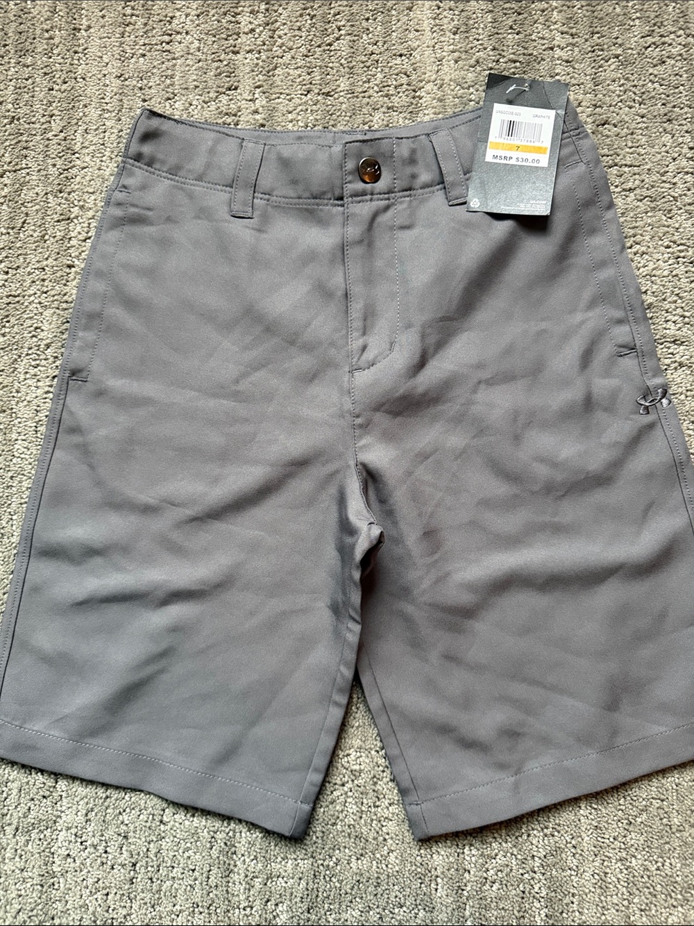 Under Armour Boys Gray Athletic Flat-Front Shorts